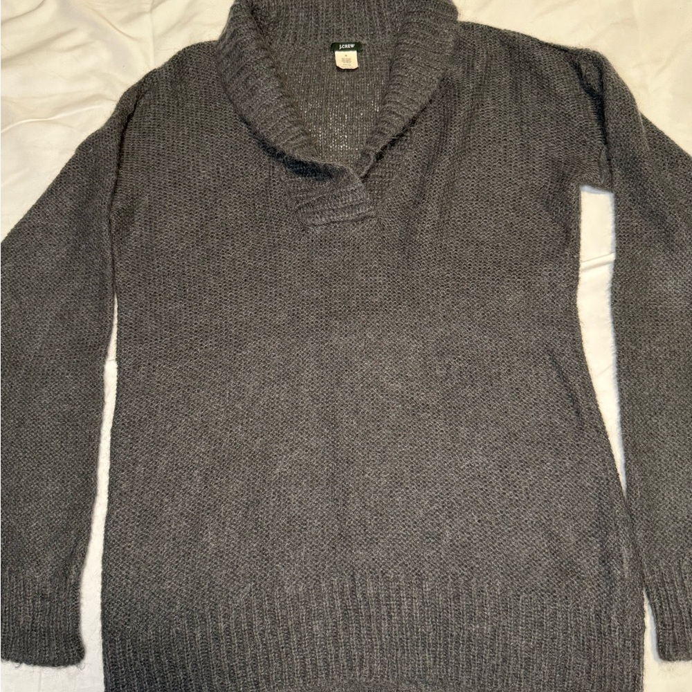 J. Crew Charcoal Cowl Neck Sweater mohair wool blend size medium